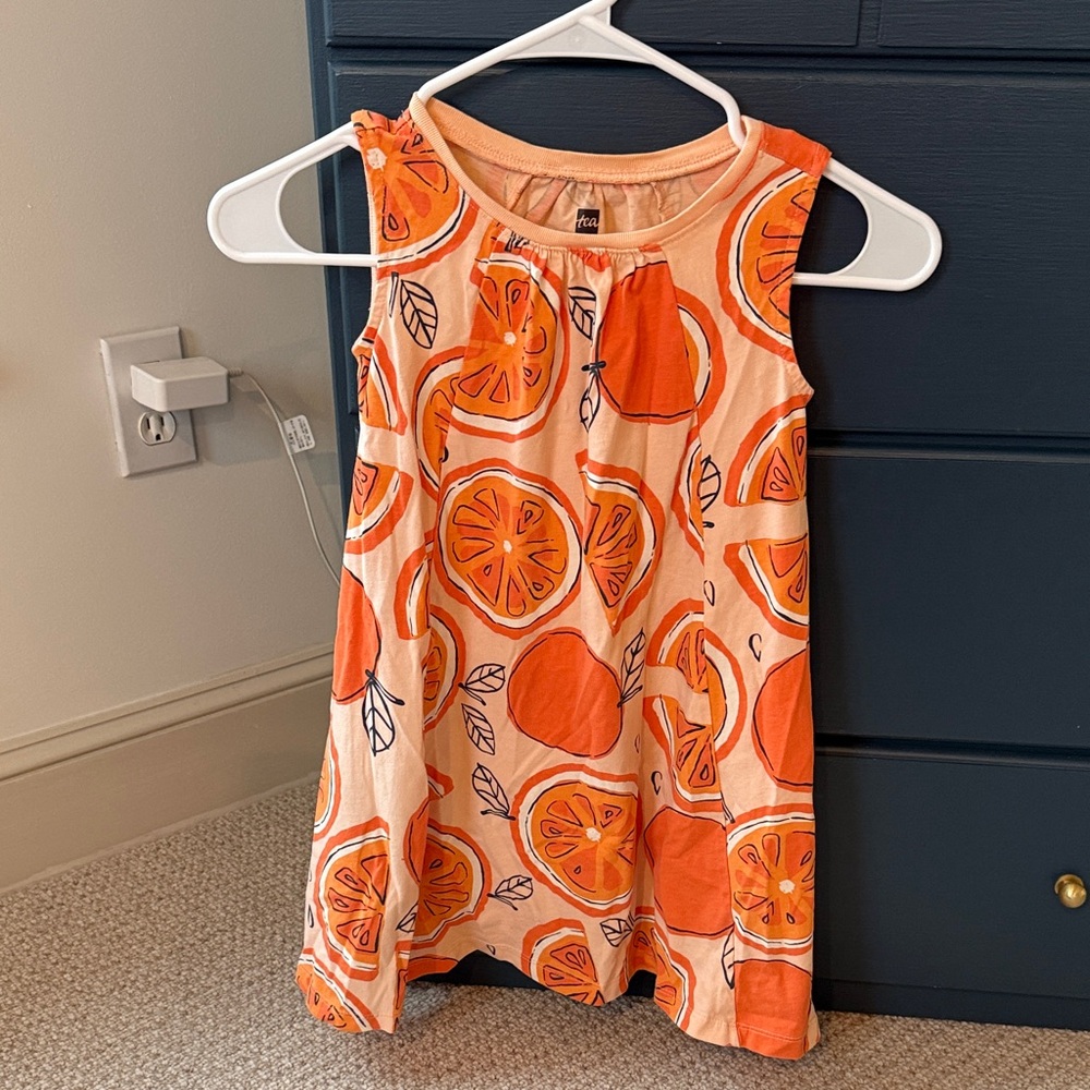 Tea Collection Orange Citrus Print Dress